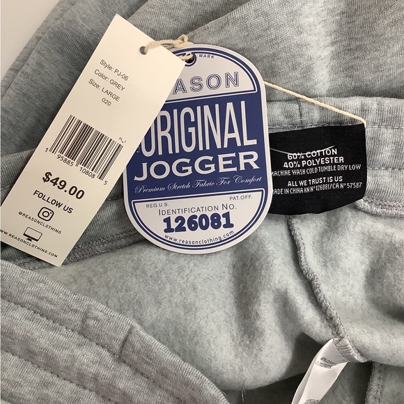 Reason Original Grey Jogger NWT - Picture 4 of 9